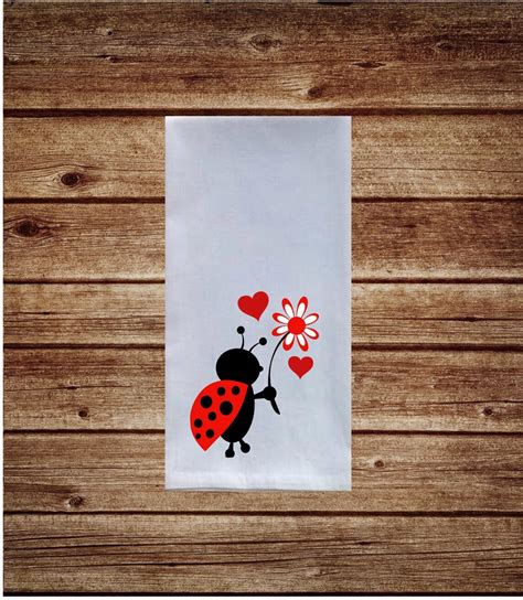 Ladybug Dish Towels Ladybug Decor Hand Towels Flour Sack Etsy