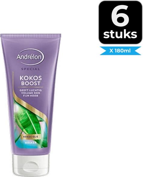 Andrélon Haarmasker Kokos Boost 180 ml Voordeelverpakking 6 stuks bol