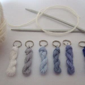 6 Knitting Stitch Markers Mini Skein Linen Yarn Key Chains Etsy