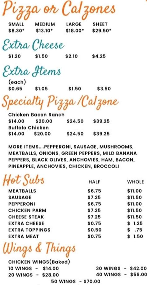 Pizza Villa Menu, Oswego, NY