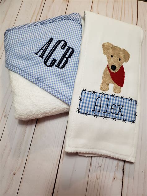 Personalized Burp Cloth Baby Boy Personalized Hooded Towel Etsy In