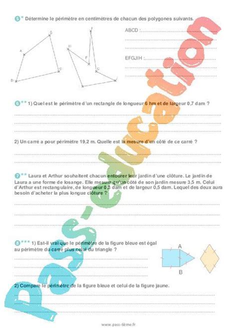 P Rim Tre Dune Figure Exercices De Grandeurs Et Mesures Pour La Me