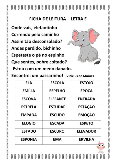 Ficha De Leitura Educação Infantil BRAINCP