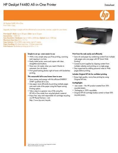 Hp Deskjet F4480 All In One Printer Memotec