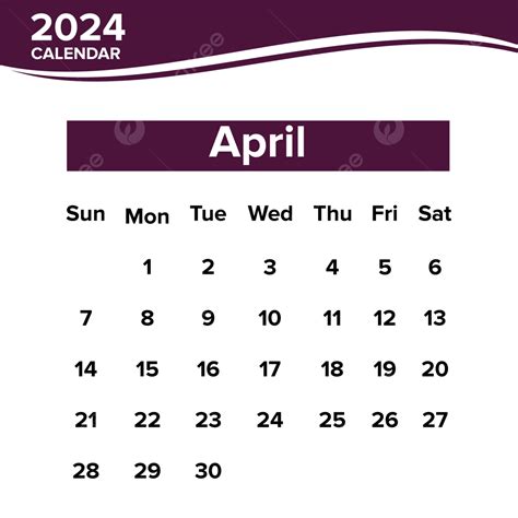 Calendario Del Mes De Abril De 2024 PNG Calendario Del Mes De Abril