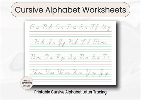 Cursive Alphabet Letter Tracing Worksheets, Printable Cursive ...