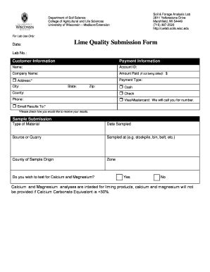 Fillable Online Uwlab Soils Wisc Lime Quality Submission Form Uwlab