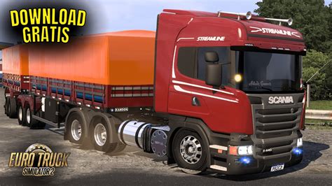 SCANIA R440 STREAMLINE no BITREM 7 EIXOS Arqueado MOD GRÁTIS ETS2