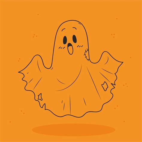 Ilustración de contorno de fantasma dibujado a mano Vector Premium