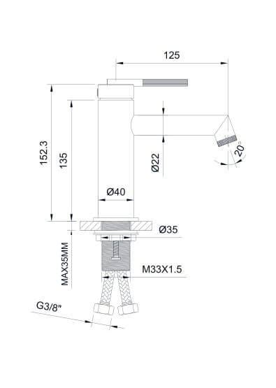 Bateria Umywalkowa Rio Niska Nikiel Szczotkowany 01010N Emporia