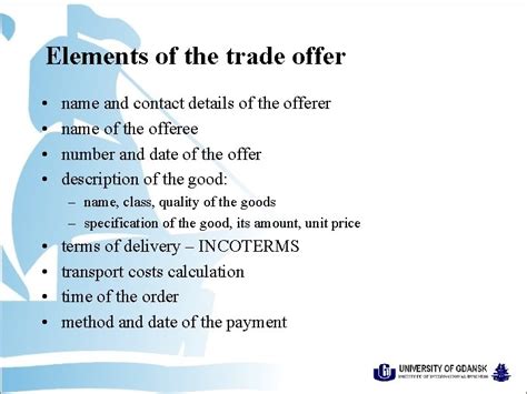 International trade contract and the commercial offer International