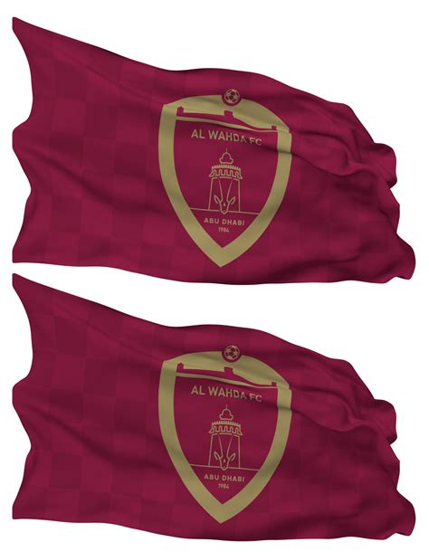 Al Wahda Football Club Flag Waves Isolated In Plain And Bump Texture