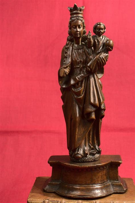 Proantic Vierge L Enfant Statuette En Bois Xviie Si Cle