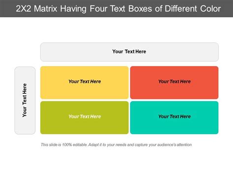 2x2 Matrix Having Four Text Boxes Of Different Color Templates