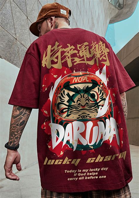 Daruma Lucky Unisex Shirt Asian Style Clothing Japanese Street