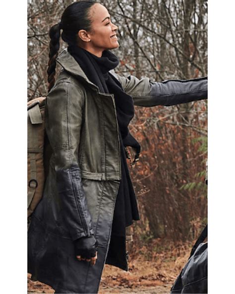 The Adam Project Zoe Saldana Leather Coat | Celebrity jacket