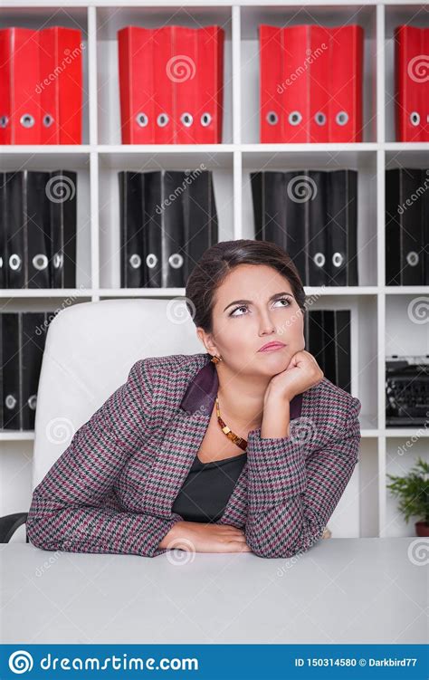 Modern Beautiful Business Woman Thinking About Something Stock Photo