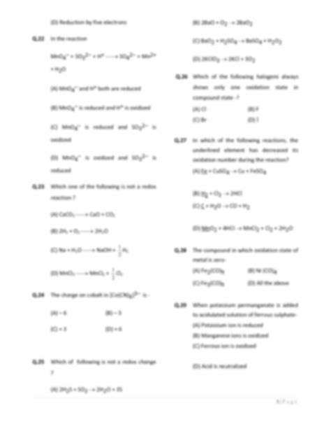 SOLUTION Redox Mcqs Studypool