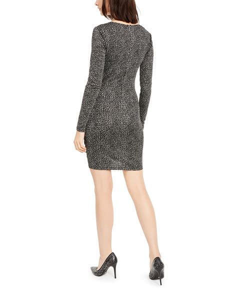 Michael Michael Kors Womens Ruched Leopard Print Dress