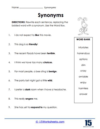 Synonyms Worksheets - 15 Worksheets.com - Worksheets Library