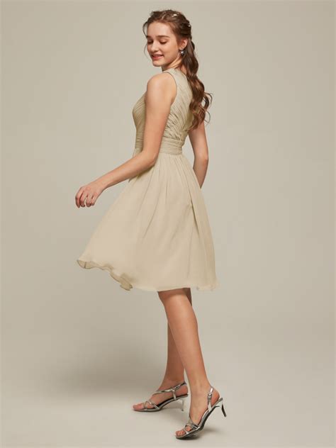 Short Champagne Chiffon Bridesmaid Dresses