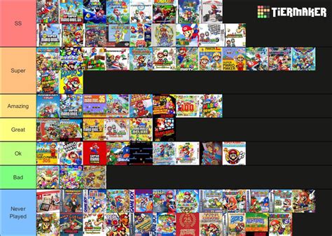 My Mario Game Tierlist Ranked From Best To Worse From Left To Right Rmario