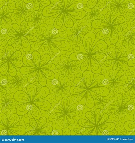 Abstract Flowers Vector Seamless Pattern In Green Stock Vector