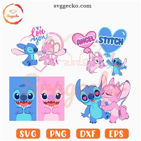 Stitch And Angel Svg Bundle Love You Svg Cute Disney Couple Svg Png