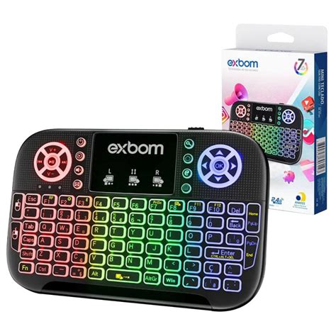 Mini Teclado Sem Fio Para Smart TV Touchpad Led Exbom BK BTI8S Mundoware