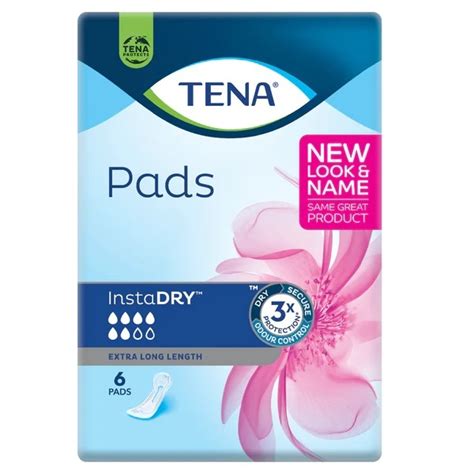 Tena Pads Instadry™ Extra Long Length 6 Pack Tena