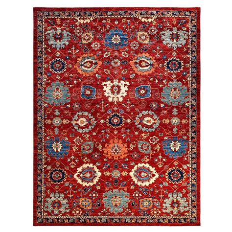 One Of A Kind Hand Knotted Traditional Tribal Serapi Orange Area Rug