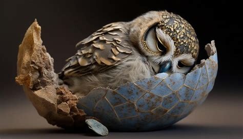 Premium Photo | Glam metal baby owl sleeping.