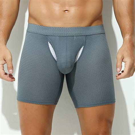 Homens Boxers De Seda Gelo Calcinha Masculina Homem Bulge Bolsa Jockstraps Lingerie Malha Roupa