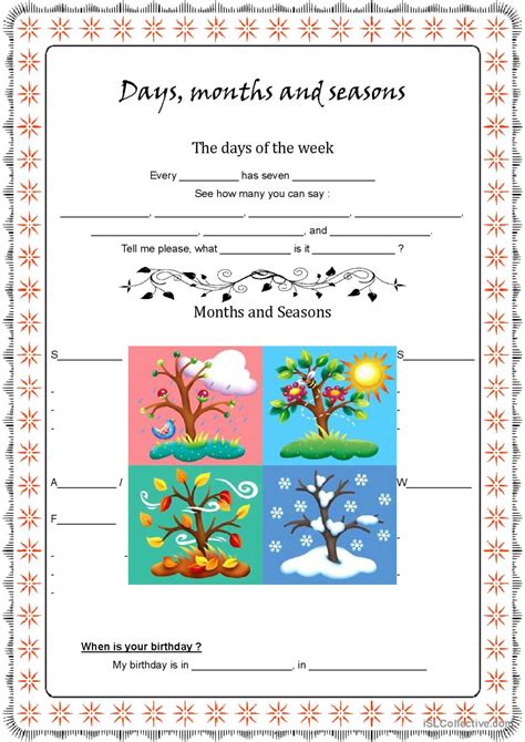 Days Months And Seasons English Esl Worksheets Pdf And Doc