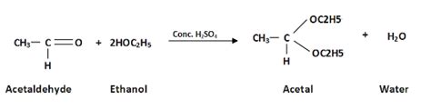 The reaction of acetaldehyde with excess of ethanol in the presence of ...