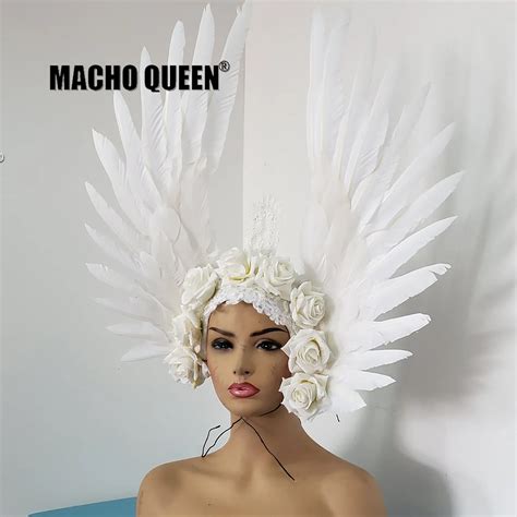 Holographic Burning Man Feather Wig Headdress Head Pieces Costumes