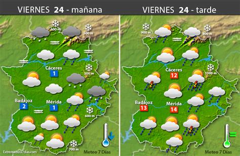 Previsión meteorológica en Extremadura Días 23 24 y 25 de marzo