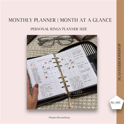 Personal Size Monthly Planner Minimal Printable Inserts Etsy