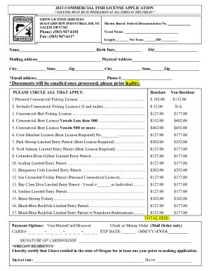 Fillable Online Odfw Commercial Licenses And Regulations Fax Email