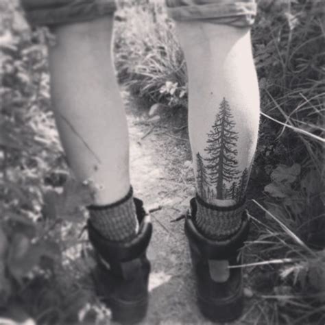 Tree Tattoo On Right Calf