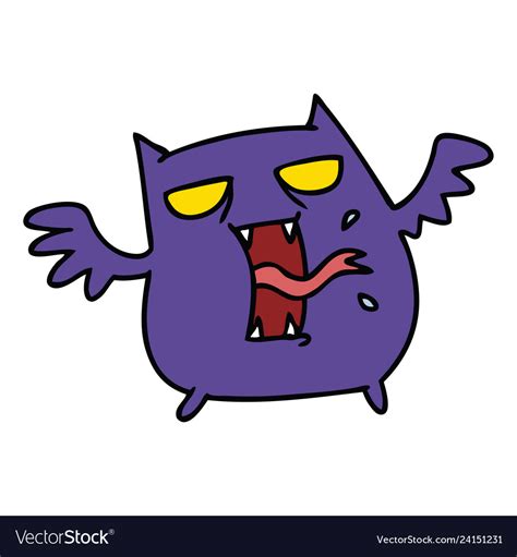 Cartoon of cute scary kawaii bat Royalty Free Vector Image