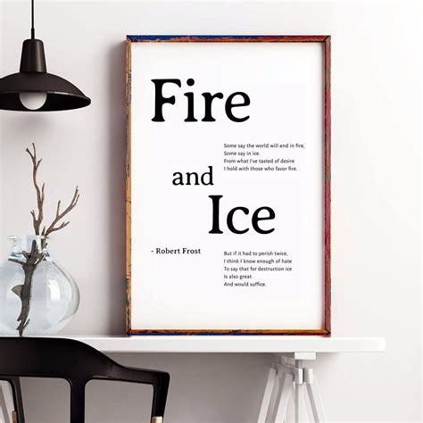 Fire And Ice By Robert Frost Poem Printable On Canvas For Home Etsy