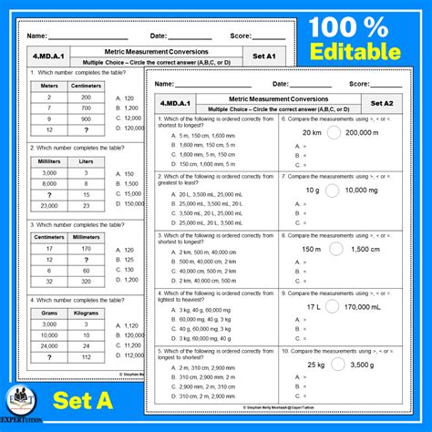 Conversion Chart Th Grade Math