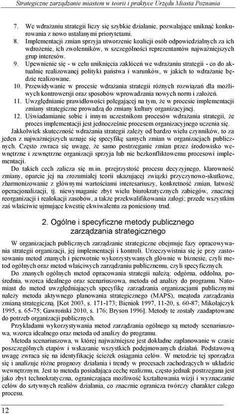 Strategiczne Zarz Dzanie Miastem W Teorii I Praktyce Urz Du Miasta