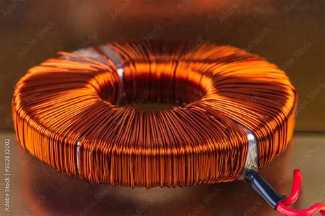 Electric transformer copper coil inductor Stock Photo | Adobe Stock