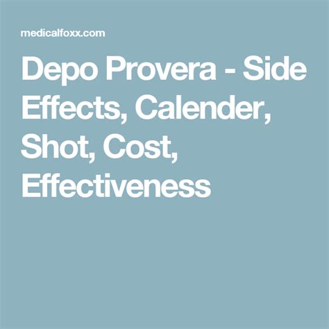 Depo Provera - Side Effects, Calender, Shot, Cost, Effectiveness