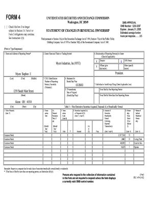 Fillable Online Sec Statement Of Changes In Beneficial Ownership