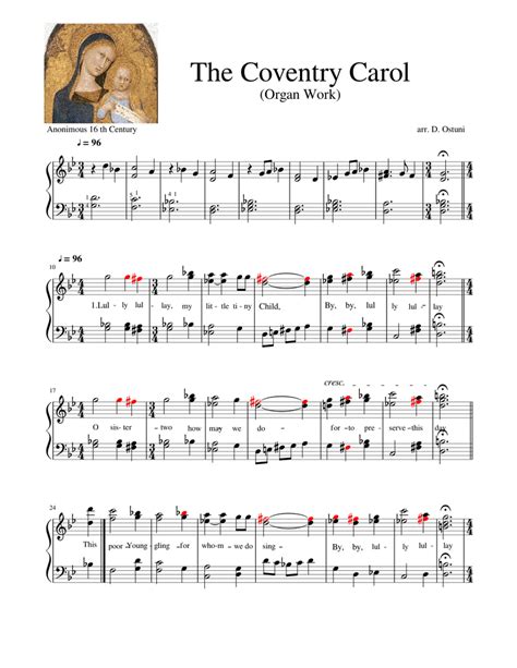 The Coventry Carol Sheet Music For Piano Piano Voice