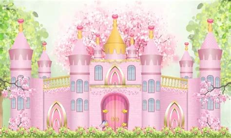 Painel De Festa Sem Emendas Incrível Castelo Rosa 4m X 3m