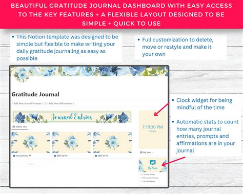 Floral Gratitude Notion Journal Template Aesthetic - Journals with Dragons